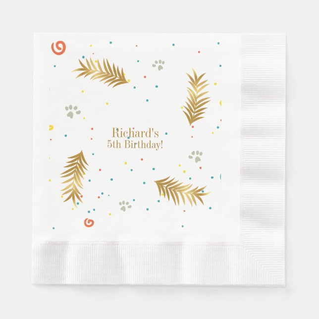 Gyllene Grön Valp Hund Barnkalas Pappersservett (Framsidan)