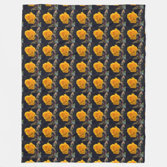 gyllene gula rosor kronblad blommar kärlek blommig fleecefilt (Framsidan)