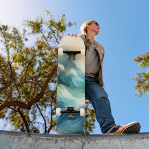 Gyllene Havsflöde Abstrakt Vågor Mini Skateboard Bräda 18,5 Cm