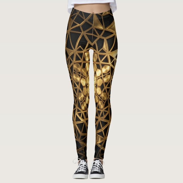Gyllene Helig Geometrisk Glans Leggings (Framsida)