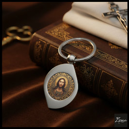 Gyllene Helig Ikon - Jesus Swirl Silverfärgad Nyckelring