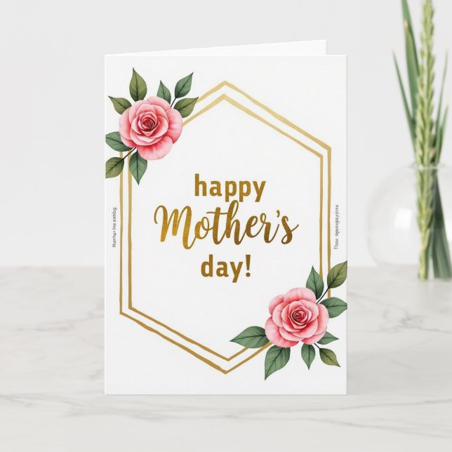 Gyllene hexagon blomsterkonstkort kort (Framsida)