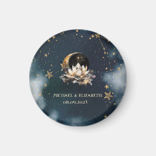 Gyllene himmelsk sol, måne, stjärnor lotus nattlig magnet