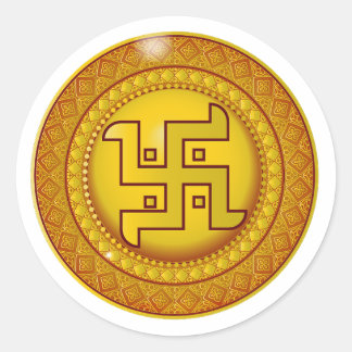 Gyllene hinduisk Svastik-klistermärke Runt Klistermärke