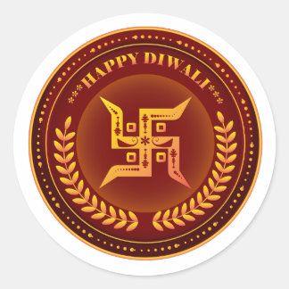 Gyllene hinduiska Swastik Glad Diwali Runt Klistermärke