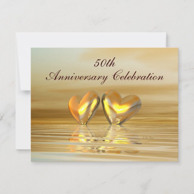 Gyllene hjärtans jubileum inbjudningar (Framsida)