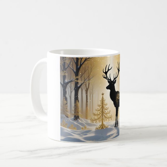 Gyllene hjort i Vinterljusets skog Kaffemugg (Framsida vänster)