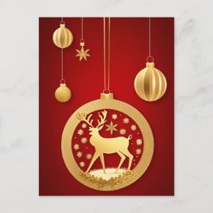 🦌 Gyllene hjortar jul lyx festlig högtid Vykort