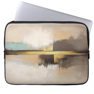 Gyllene Horisont – Minimalistisk Abstrakt Landskap Laptop Fodral
