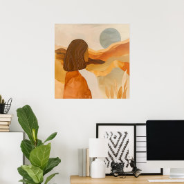 Gyllene horisonter – Abstrakt ökenkvinna Poster