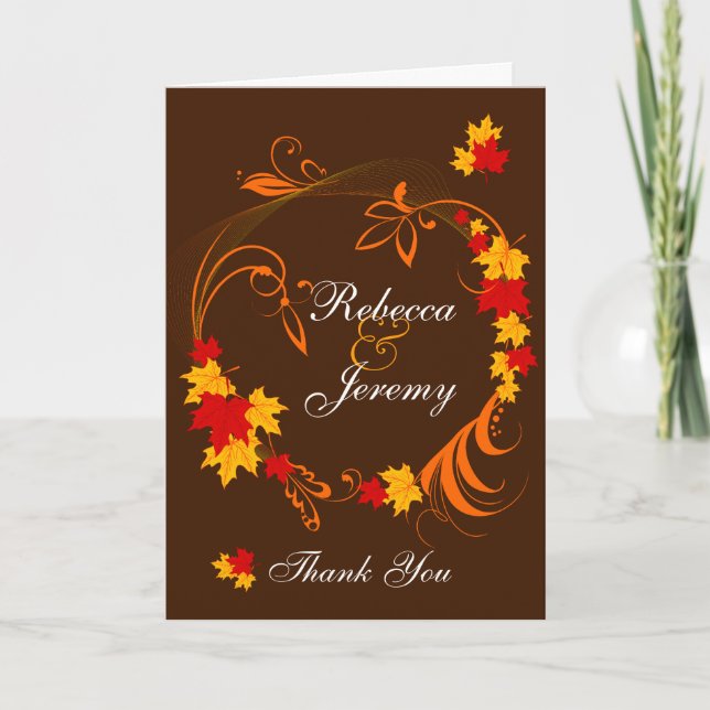 Gyllene Höstblomning Bröllop Tack Kort (Framsida)