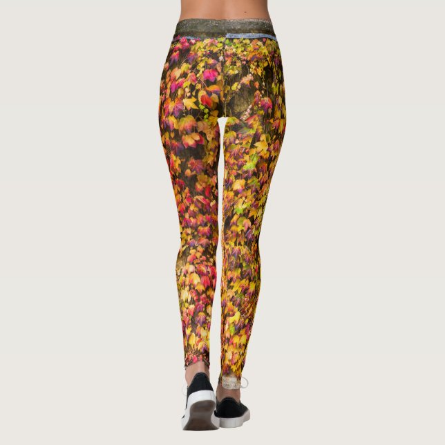 Gyllene höstfärger murgröna vägg leggings (Baksida)