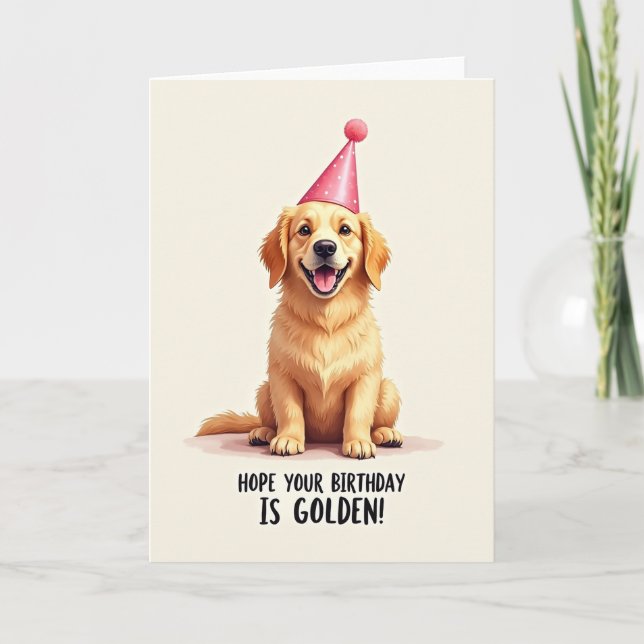 Gyllene Hund Födelsedagskort Kort (Framsida)