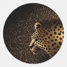 Gyllene Jaguar-mönster Runt Klistermärke