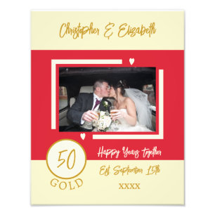 Gyllene jubileum personliga namn röda fototryck