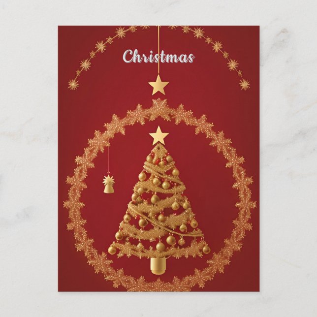 Gyllene julglans ✨ Lyxig julgransdekoration Vykort (Framsida)