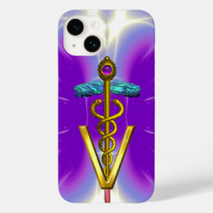 GYLLENE KADUKEUS VETERINÄR SYMBOL / Lila Fuchsia