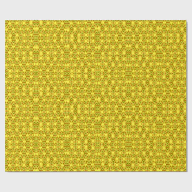 Gyllene Kalejdoskop Fraktalmönster Presentpapper (Platt)