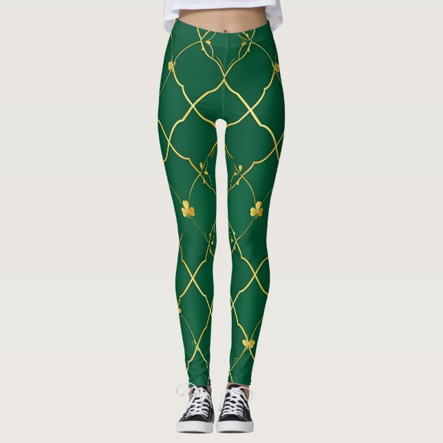 Gyllene klöver, smaragdsk himmel leggings (Framsida)