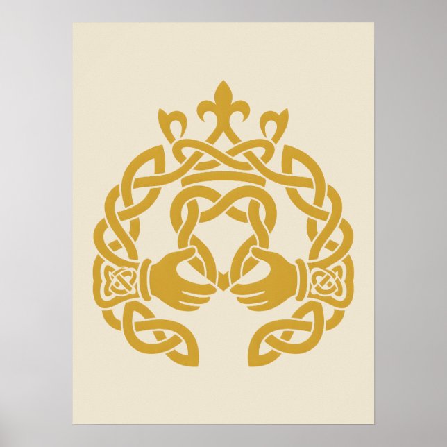 Gyllene Knutarbete Claddagh Poster (Framsidan)