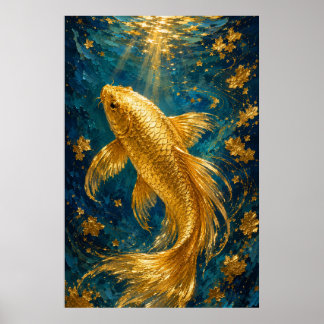 Gyllene Koi-lugn | Lyx Undervattenguld Poster