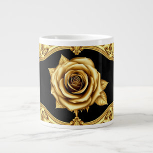 Gyllene konstnärlig rosdesign med utsmyckade detal jumbo mugg