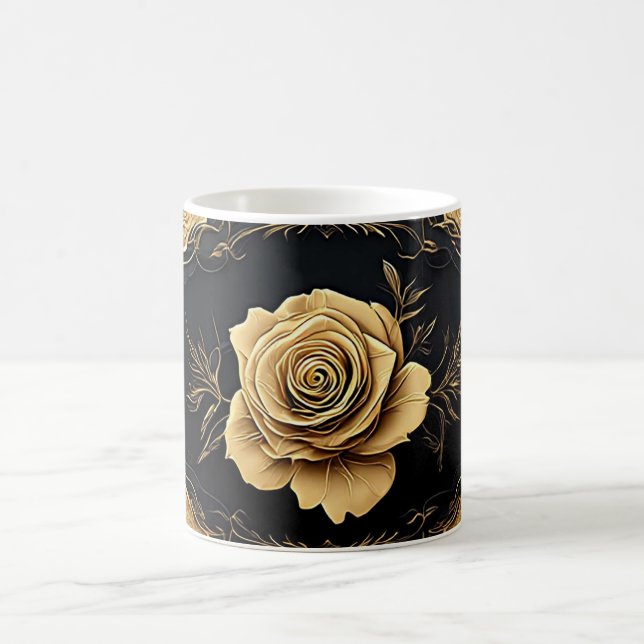 Gyllene konstnärlig rosdesign med utsmyckade detal kaffemugg (Center)