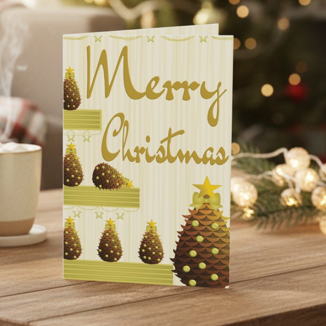 Gyllene kottar och skrivet julkort helgkort (A golden cutie to send out your Christmas cheer. Customize the words and put your photo in.)