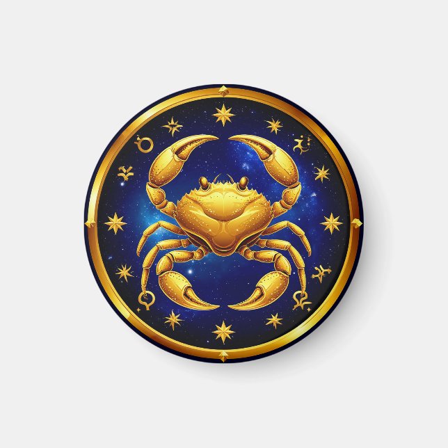 Gyllene Krabba Kosmiska Zodiaken Magnet (Framsidan)