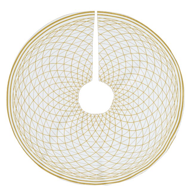 Gyllene Kronchakra Mandala på Vitt Julgransmatta Borstad Polyester (Framsidan)