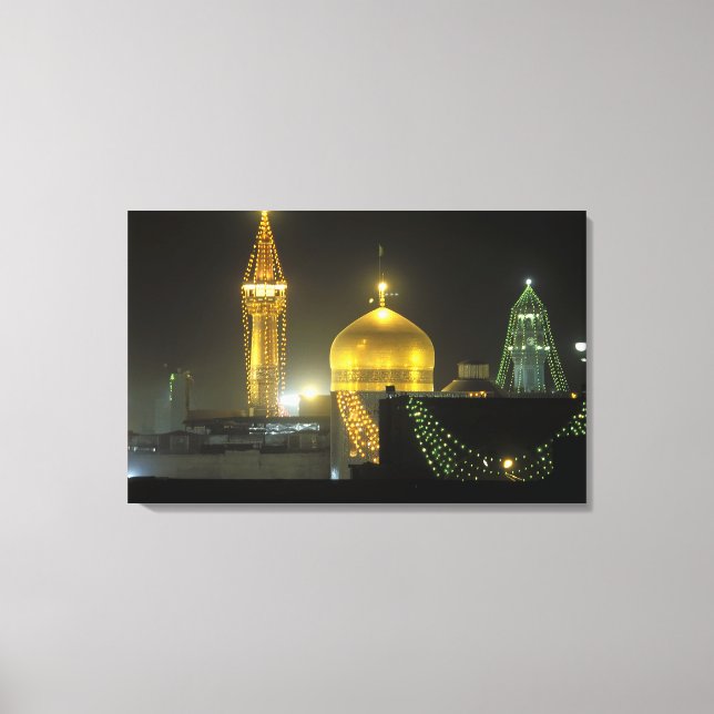 Gyllene kupolen på Imam Reza Shrine Complex vid Canvastryck (Framsida)