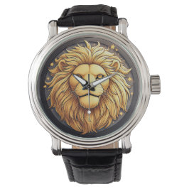 Gyllene Lejon Inom Kosmisk Cirkel Armbandsur