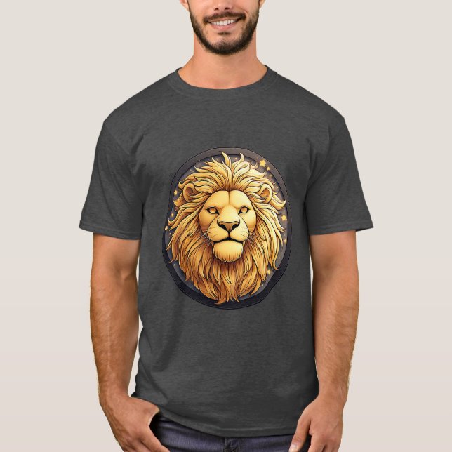 Gyllene Lejon Inom Kosmisk Cirkel T Shirt (Framsida)