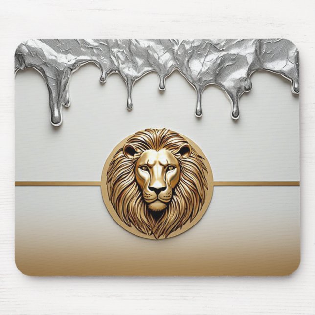 Gyllene Lejon Symbol Lyxig Metallstil 🦁 Musmatta (Framsidan)