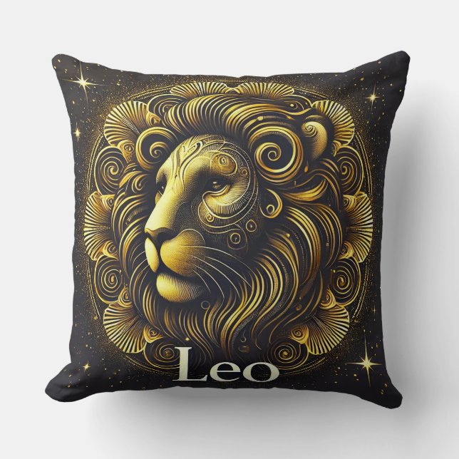 Gyllene Lejon Symbol Representerar Styrka, Zodiak Kudde (Framsida)