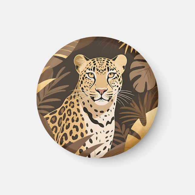 Gyllene Leopard Dschungel Boho Vilda Djur  Magnet (Framsidan)