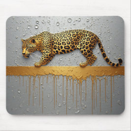 Gyllene Leopard Med Droppande Målarfärg Effekt 🐆 Musmatta