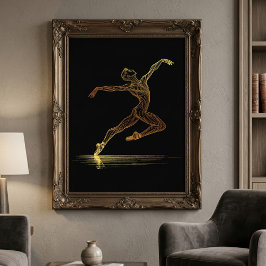 Gyllene linjekonst Balettdansare Elegant illustrat Fototryck