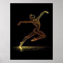 Gyllene linjekonst balettdansare elegant illustrat