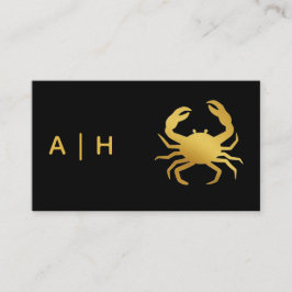 Gyllene look - Cancer Zodiak -monogram svart Visitkort