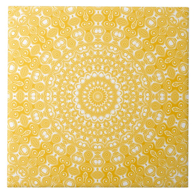 Gyllene Mandala Geometriskt Mönster Kakelplatta (Framsidan)