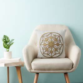 Gyllene Mandala Medaljong | Elegant Kuddöverdrag Kudde