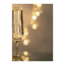 Gyllene med ett glas champagne Födelsedagsinbjudan