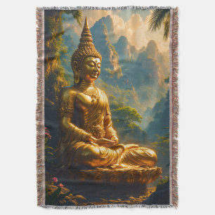 Gyllene meditation i de thailändska topparna filt