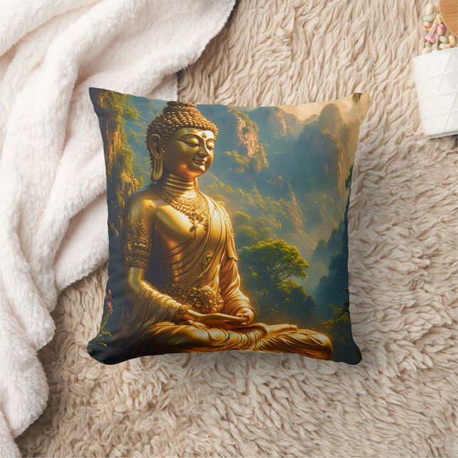 Gyllene meditation i de thailändska topparna kudde (Filt)