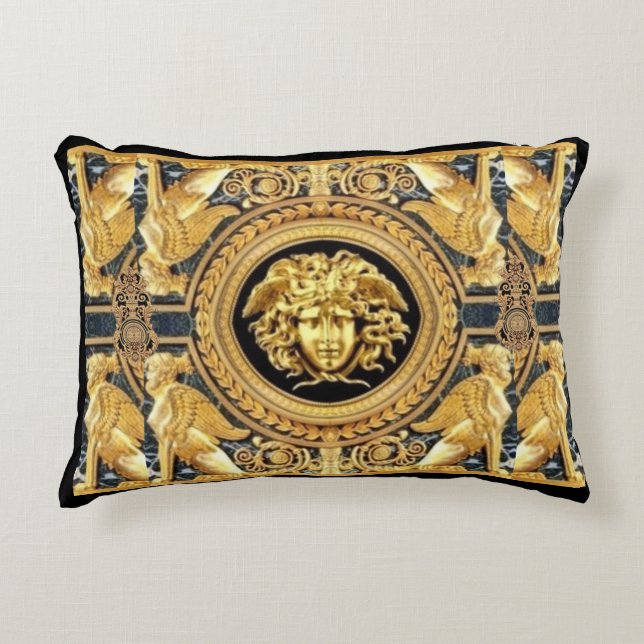 Gyllene Medusa grekiska sfinkar designer  Prydnadskudde (Framsidan)
