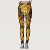 Gyllene Medusa med Barocka Ornament Leggings