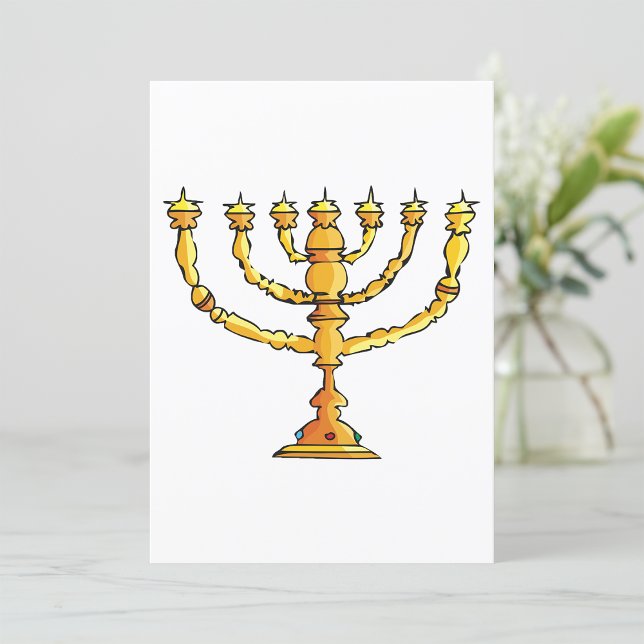 Gyllene Menorah Judisk Ljusstake Inbjudningar (Skapare uppladdad)