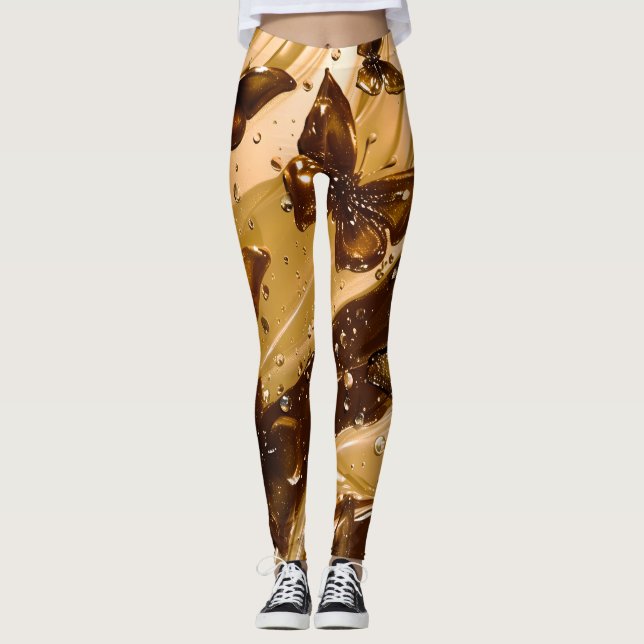 Gyllene metallisk fjäril Glam abstrakt Leggings (Framsida)