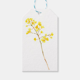 Gyllene Mimosa Akvarell Presentkort Presentetikett